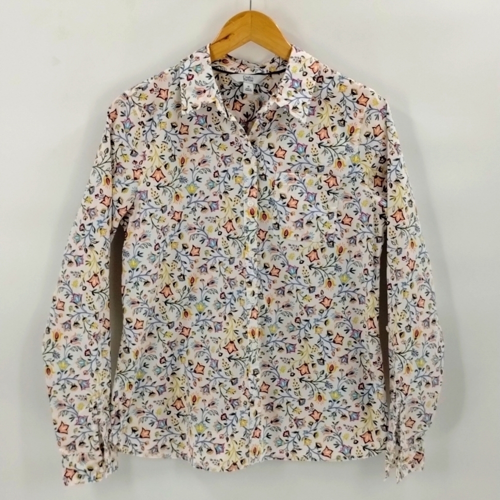 Croft & Barrow button down medium floral on white colorway long sleeve collared